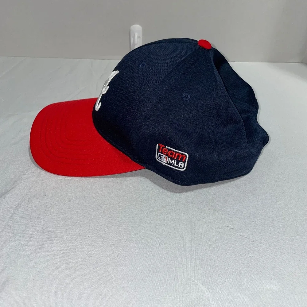 Atlanta Braves MLB Baseball Hat OC Sports Navy Red Adjustable‎ OSFM Cap
